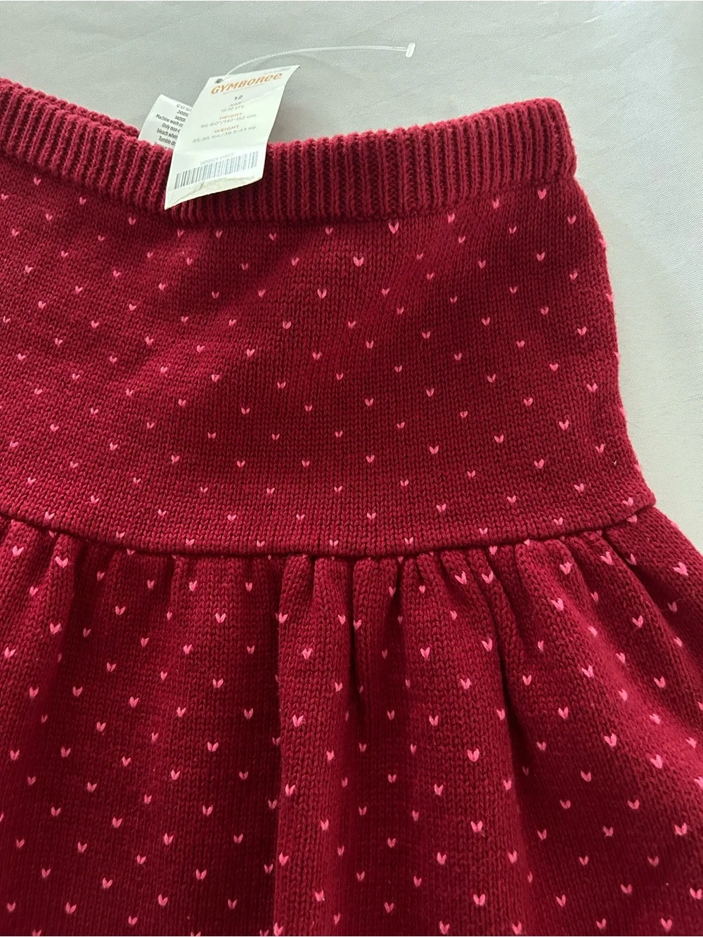 12 Gymboree Girls Knit Skirt - Deep Berry with Light Pink heart Detail
